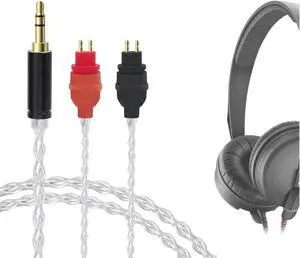 Geekria Apollo Silver-Plated Audio Cable Compatible with Sennheiser HD25, HD25-C, HD 25 Headphones, 3.5mm Replacement Cord, Hi-Res, HiFi Headphone Upgrade Cable (5ft/1.5m)