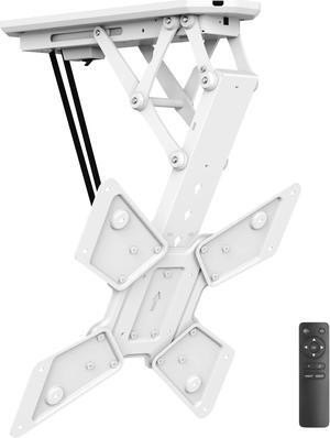 Mount-It! Motorized Ceiling TV Mount with Remote, Electric Flip Down Pitched Roof Mount Fits 32, 37, 40, 47, 50 and 55 Inch Flat Screen TVs and Monitors, WHITE