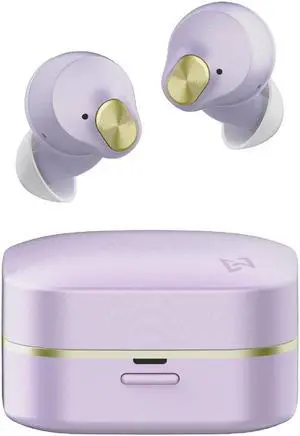 AVIOT TE-Q3 Small Active Noise Cancelling Wireless Earbuds, Bluetooth 5.3, Multipoint Connection, Built-in Mic, Medical Grade Silicone, Up to 42 Hours Playtime, IPX4 Waterproof (Lavender)