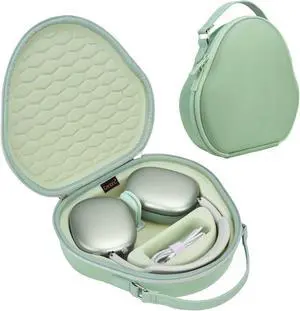 Canboc Airpods Max Case for Apple AirPods Max Wireless Over-Ear Headphones, Hard Carrying Travel Smart Headphones Case, Extra Space fits Cable, Charger, Upgrade-Green(Fabric)