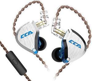 CCA C12 in Ear Monitor, 5BA+1DD Each Side HIFIHEAR in-Ear Earphone Noise Isolating IEM Earphone/Earbud/Headphone with Zinc Alloy Faceplate Resin Cavity,0.75mm 2Pin Detachable Cable (with Mic, Blue)