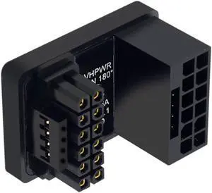 CY Adapter 12VHPWR ATX3.0 PCI-E 5.0 Power Modular Adapter 12+4Pin to 12+4 16Pin Up Angled 360 Degree Opposite U Shape Back Angled for 4080 5090TI 16Pin 12+4P Graphics Card