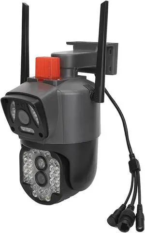 Outdoor Dual Lens Security Camera, 360 Degree Rotating 1080P Waterproof Outdoor Security Camera for Fish Pond for Store (US Plug)