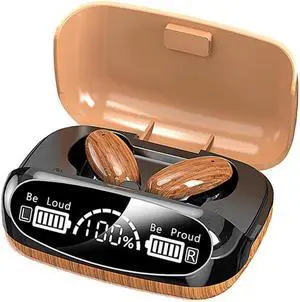DHBY Sport Earbuds Headphone with Mic 2 in 1 Multifunctional Earpiece TWS in-Ear Headset HiFi Sound Noise Reduction Painless Firm Wear Earphone-in Ear Earbud Brown Wood Color