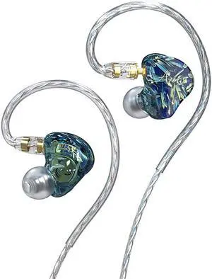 OXYPLAY HiFi Sports Earbuds Headphones with MMCX Connections, Dolp AS10 Hybrid Drivers IEM Earphones for Musicians with Oxyen-Free Cord Blue no Microphone