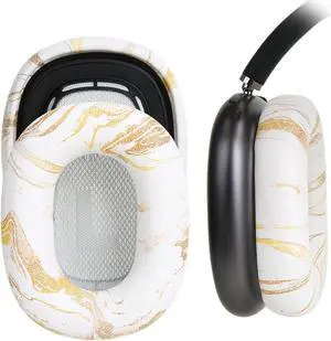 Earrock Ear Cushion Pads for AirPods Max Earpads Replacement with Protein Leather, Memory Foam and Magnet, Gorgeous and Luxury Style with White Gilding Pattern