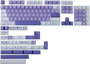 DYLormah Wisteria Keycap PBT 140 Keys Cherry Profile DYE Sublimation Japanese ANSI Layout with ISO Enter for Gateron Outemu Cherry Mx Switches Mechanical Keyboard