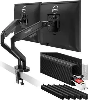 Premium Dual Monitor Stand + Cable Management 96'' J Channel