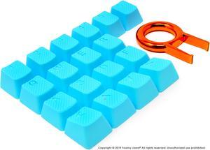 Foamy Lizard Pro Rubber Keycap Set Backlit Set of Cherry MX Compatible OEM Profile Double Shot Shine-Through Keys with Key Puller (Blue - Set of 18)