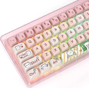 iTastatur Keycaps 60 Percent PBT for Mechanical Keyboard-139 Key Keycaps, Dye-Sublimation Cute MOA Profile Custom Keycap for 61 68 87108 Mechanical Keyboard(Pink)