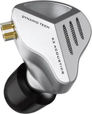 KZ ZVX IEM Earphones in-Ear Headphones,10mm Dual Cavity Linear Dynamic Driver, Ergonomic Custom-Fit Earpieces (S/M/L), in Ear Stereo Audio,3.5mm Jack 2 Pin Detachable Cable(Silver,with Mic)