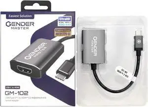 Gendermaster Active Converter 4K 60Hz YCbCr 4:4:4, USB(Type-C) to HDMI 2.0 4k@60Hz Active Adapter (18Gbps) (8") Compatible with MacBook Air, MacBook Pro, iMac, Mac Pro, Mac Mini, and More