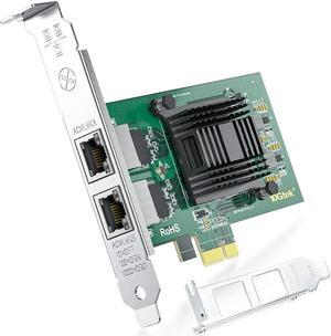 Dual Port NIC, Gigabit Ethernet Converged Network Server Adapter Card with Intel 82576 Controller Chip, Dual RJ45 Copper Ports, Compatible for Intel E1G42ET, PCI Express 2.1 X1