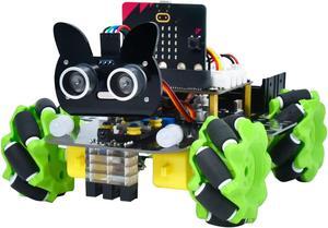 KEYESTUDIO 4WD Smart Car Coding Robot Kit with Microbit V2 for Makecode and Python, DIY Building Robot Kit for STEM Education, IR Remote/APP Control
