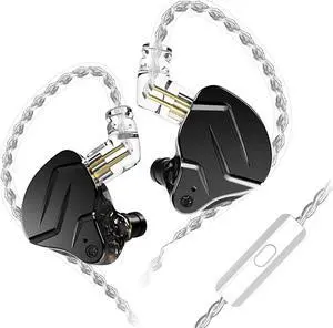 Kinboofi KZ ZSN PRO X in Ear Earphone 1BA 1DD HiFi Bass Earbuds Headphone, Noise Cancelling Headset Metal IEM with Removable C Pin Cable (Black with Microphone)