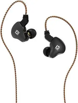 Kinboofi KBEAR KS2 in-Ear Monitors, Stereo Wired Headphones in-Ear Headphone, Noise Cancelling Sport Hybrid HiFi Earbuds Earphone with 2 PIN Removeable Cable for Audiophile (no Mic, Black)