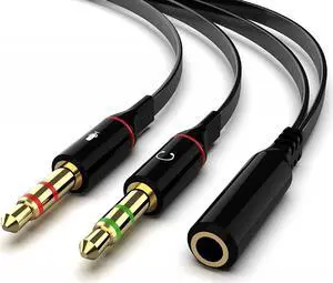 Maeline Headphone Splitter Adapter, 3.5mm Mic Cable for Computer, Headset 3.5mm Female to 2 Dual Male Microphone Audio Stereo Jack Earphones Port to Gaming Speaker PC - 10 Pack