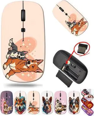 maizi Computer Mouse Wireless for PC MacBook Notebook Computer, Computer Mice Wireless MKADAU Australian Cattle Dogs Lightweight 2.4G with USB Receiver Product of USA