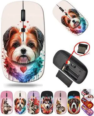 maizi Small Mouse for Chromebook Laptop PC Notebook Small Mice MKADAU Shih Tzus 2.4G USB Receiver Lightweight Product of USA