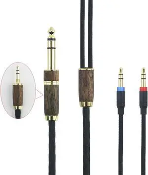 NewFantasia 10ft 6N OCC Copper Silver Plated Upgrade Audio Cable 3.5mm Male and 6.35mm Adapter Compatible with Hifiman Ananda, Arya, Sundara, HE400SE, HE4XX, Edition XS Headphone (2 x 3.5mm Version)