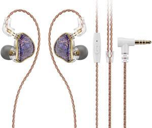 Wired In-Ear Monitors Headphone with Mic : Resin 1BA+1DD Hybrid HiFi Gaming Earbuds - 3.5mm Earphones for AudioPhile/Musicians with 0.78mm 2-Pin Detachable Tangle-Free Cable - IEMs for Laptop PC