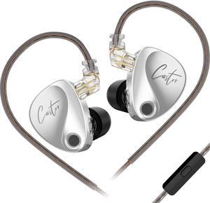 KZ Castor HiFi Earbuds headphones,KZ Stereo Dual Dynamic Driver in-ear Earphones 0.75mm cable, Tunable in-ear Monitor Headset (Silver (standard), with microphone)