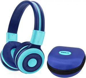 SIMOLIO Kids Bluetooth Headphones with Microphone and 75dB,85dB,94dB Volume Limit, Foldable Lightweight & Adjustable, Wireless Headphones for Kids Boys Girls Children Tablet iPad Blue