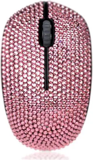 SA@ Luxury 6 Colors Bling Crystal Rhinestone 2.4G Wireless Mouse for Laptop, Notebook, PC, Computer, MacBook Gifts for The Office (Pink)
