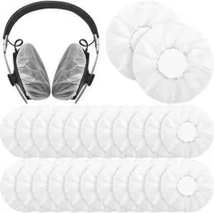 Tatuo 500 Pcs Disposable Headphone Covers Bulk Stretchable Sanitary Non Woven Headphone Earpads Headset Ear Covers, White, 4.3 Inch/ 11 cm