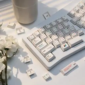 TIMSEKER 139 Keys Keyboard Caps PBT Cherry Profile Keycap Set, Dye Sublimation Custom Keycaps, Programmer Theme White Key Cap for ANSI/ISO Layout Mechanical Gaming Keyboard