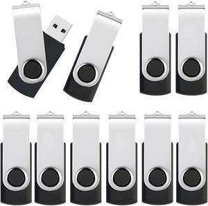 USSPO 64GB Flash Drive 10 Pack USB 2.0 Flash Drive Thumb Drive USB Flash Driver 64GB High Speed Flash Drive Pack Keychain Design Jump Drives Memory Stick (10 Pack Black)