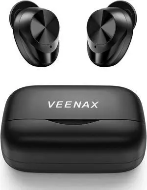 VEENAX X11 True Wireless Earbuds, Bluetooth Earphones Touch Control, TWS Sport Headphones with Microphone and Powerful Bass, Stereo in-Ear Headset, 150H Playtime, USB-C, Black