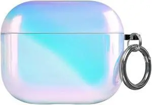 Velvet Caviar Compatible with AirPods 3rd Generation Case with Keychain - Cute Protective Hard AirPod 3 Cases for Women - Iridescent Nebula