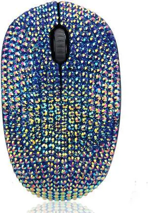 Bling Dazzling 2.4GHz Wireless Silent Mouse Covered with Rhinestone Crystal, Crystallized Mouse with USB Receiver, Compatible with Notebook, PC, Laptop, Computer, MacBook,Great Gift (Blue)
