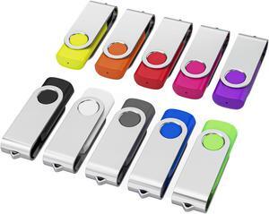 Wooolken 10Pack 16GB USB 2.0 Flash Drive with Keychains,Swivel USB Thumb Drives Memory Stick USB Drive for PC Laptop Computer (Mixcolors)