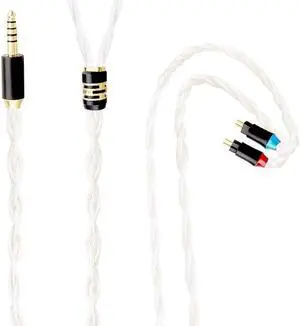 Tirstrup 2 Pin IEM Earphone Cable for Inear Monitor-Silver Plated Copper Connector 2Pin 0.78mm /MMCX/Sens IE80/IE40Pro/IE100/IE300/ATH-E40/E50/IM50/IM70 (4.4mm)