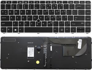 New Backlit Keyboard for HP EliteBook 840 G3 840 G4 745 G3 745 G4 848 G3, P/N 901042-001 903008-001 836308-001 6037B0126901 Silver Frame US Layout Laptop Keyboard (not with Pointer)