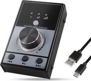 XMSJSIY USB Volume Knob Controller Multimedia Computer Sound Controller with Play/Pause/Back/Forward Function,One-Click Mute for Phone PC Speaker Audio Adjustment
