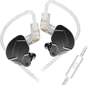 KZ ZSN Pro X iems for Gaming, HIFI in ear Headphones, High Fidelity in ear Monitor with Hybrid Dual Driver, 1ba 1dd iem Earphones with Detachable Tangle-Free Cable for Computer Tablet(Black, with mic)