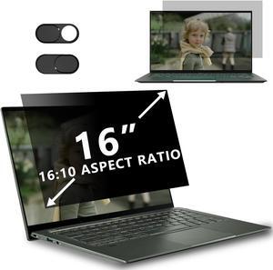 Laptop Privacy Screen 16 Inch Compatible with HP/Dell/Acer/Samsung/Lenovo/Toshiba 16:10 Widescreen Display - Monitor, Desktop PC, Computer Anti-Blue and Anti-Glare Screen Protector with Camera Cover