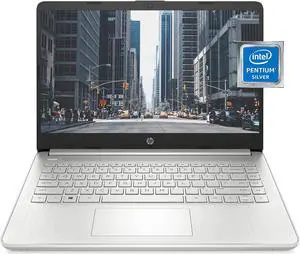 HP 14 inch Laptop, Intel Pentium Silver N5030 Processor, Intel UHD Graphics, 128 GB SSD, Windows Window 11 in S Mode (14-dq0090nr, Natural Silver)