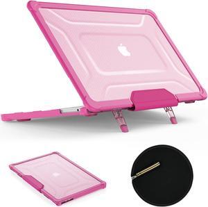 SEYMAC stock Case for MacBook Air 15 inch 2024/2023 Release A3114/A2941 M3/M2 Chip, Shock-Absorbing Protection Case with Folding Stand &Mouse Pad/Bag Case for MacBook Air 15'' A3114/A2941 (Pink)