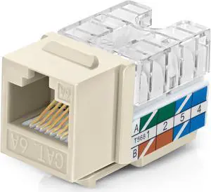 Everest 90° Angled RJ45 Cat6A Keystone Jacks 50-Pack in Ivory - Slim Profile Female RJ45 Connectors - Cat 6A Keystone Jack - Compatible with 90° Angled Speed Termination Tool - easyJACK (B094WB91H3)