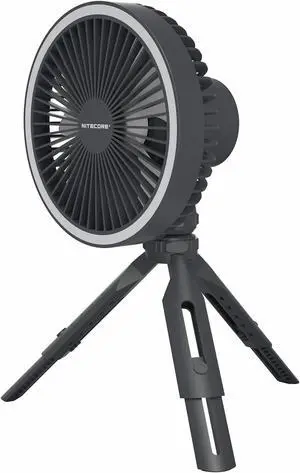 Nitecore NEF10 Multifunctional Portable Electric Fan with LED Ring Light, Flexible Ball Head Tripod, Brushless Motor 10000mAh Battery(Grey)
