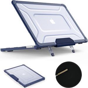 SEYMAC stock Case for MacBook Air 15 inch 2024/2023 Release A3114/A2941 M3/M2 Chip, Shock-Absorbing Protection Case with Folding Stand &Mouse Pad/Bag Case for MacBook Air 15'' A3114/A2941 (Navyblue)