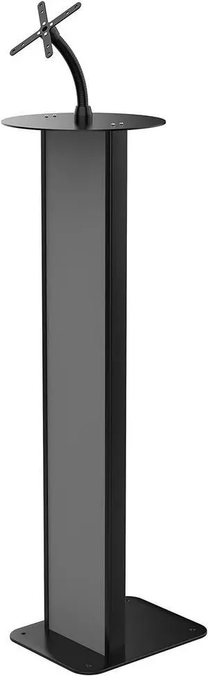 Customizable Graphic Kiosk  CTA Aluminum Floor Stand Workstation for Trade Shows with Graphic Slot for Branded Content for VESA-Compatible Enclosures, Cases, and Tablets (ADD-PARAF1V)  Black