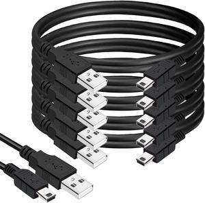 Mini USB Cable, 10ft. - (5-Pack) - Type A Male to Mini B USB Data Charging Cord Compatible with Camera, Blue Yeti Snowball iCE, USB Mic, HERO4 Hero3, Garmin GPS, PS3 Controller, etc (10-Feet)