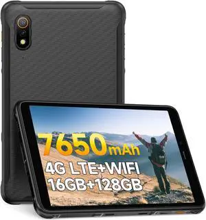 Ulefone Armor Pad Pro 8" Rugged Tablet (16GB + 128GB), 48MP Rear Camera + 32MP Front Camera, 7650mAh Battery 18W Fast Charging Octa Core Android 13, 4G LTE 3-Card Slots IP68 Waterproof Tablet GPS NFC