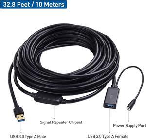 Cable Matters Active USB Extension Cable 32.8 ft / 10m (USB 3.0 Extension Cable Male to Female) with Signal Booster for Hard Drive, Webcam and More