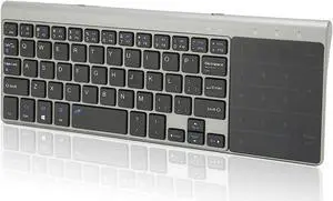 ASHATA Wireless Keyboard with Touchpad, 2.4G USB Receiver, Full Size Keyboard for PC Computer Laptop TV Tablet, Easy Media Control & Silent Typing